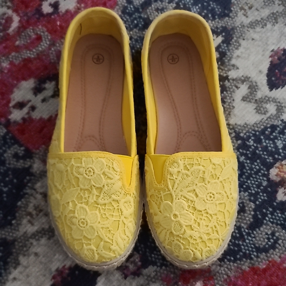 Sunny Yellow Lace Espadrilles
